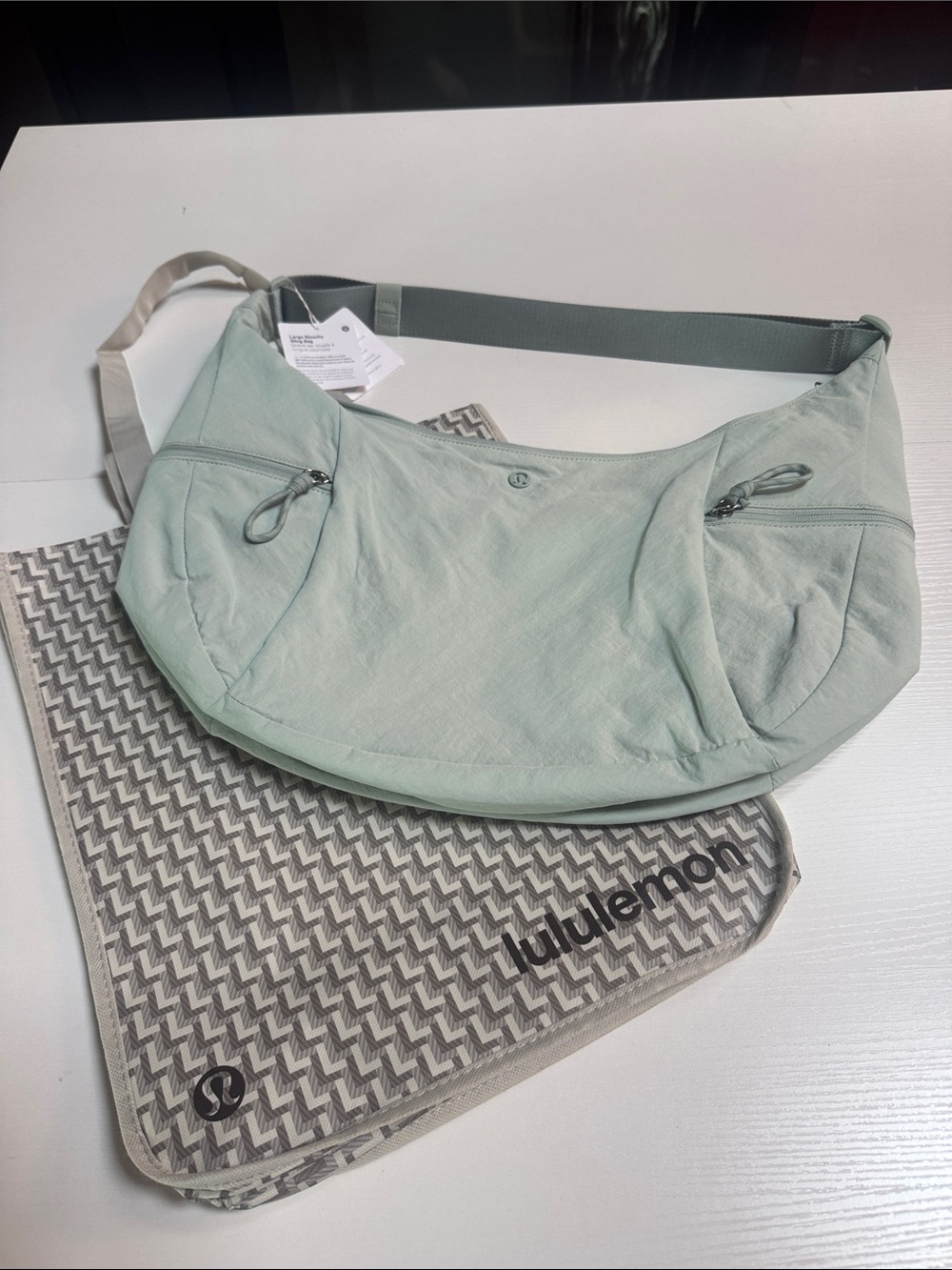 Lululemon Large Sling Bag + Reusable Tote Bundle NWOT Mint Green